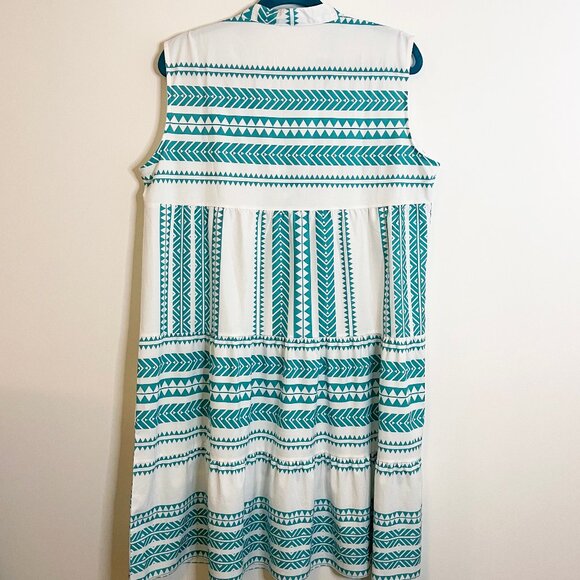 Women's V Neck Beach Dress Sundress A Line Geometric Pattern Striped Mini - XL - Picture 2 of 5
